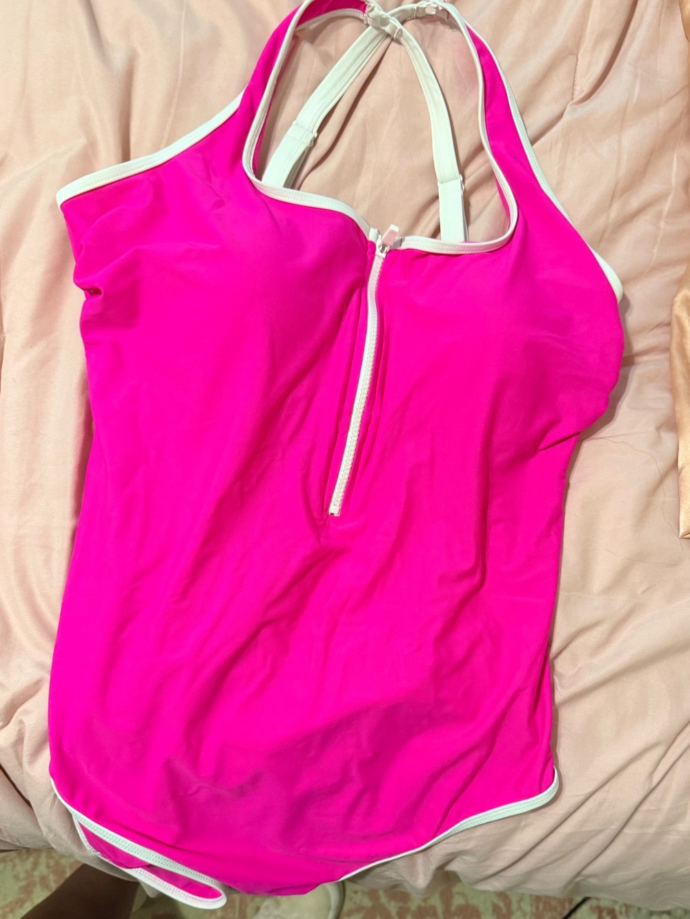 Torrid Hot Pink Zip Front One Piece Swimsuit Size 2